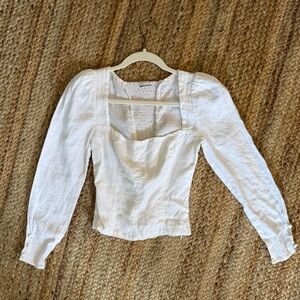 Reformation Smocked Linen White Women's Top - Size 2